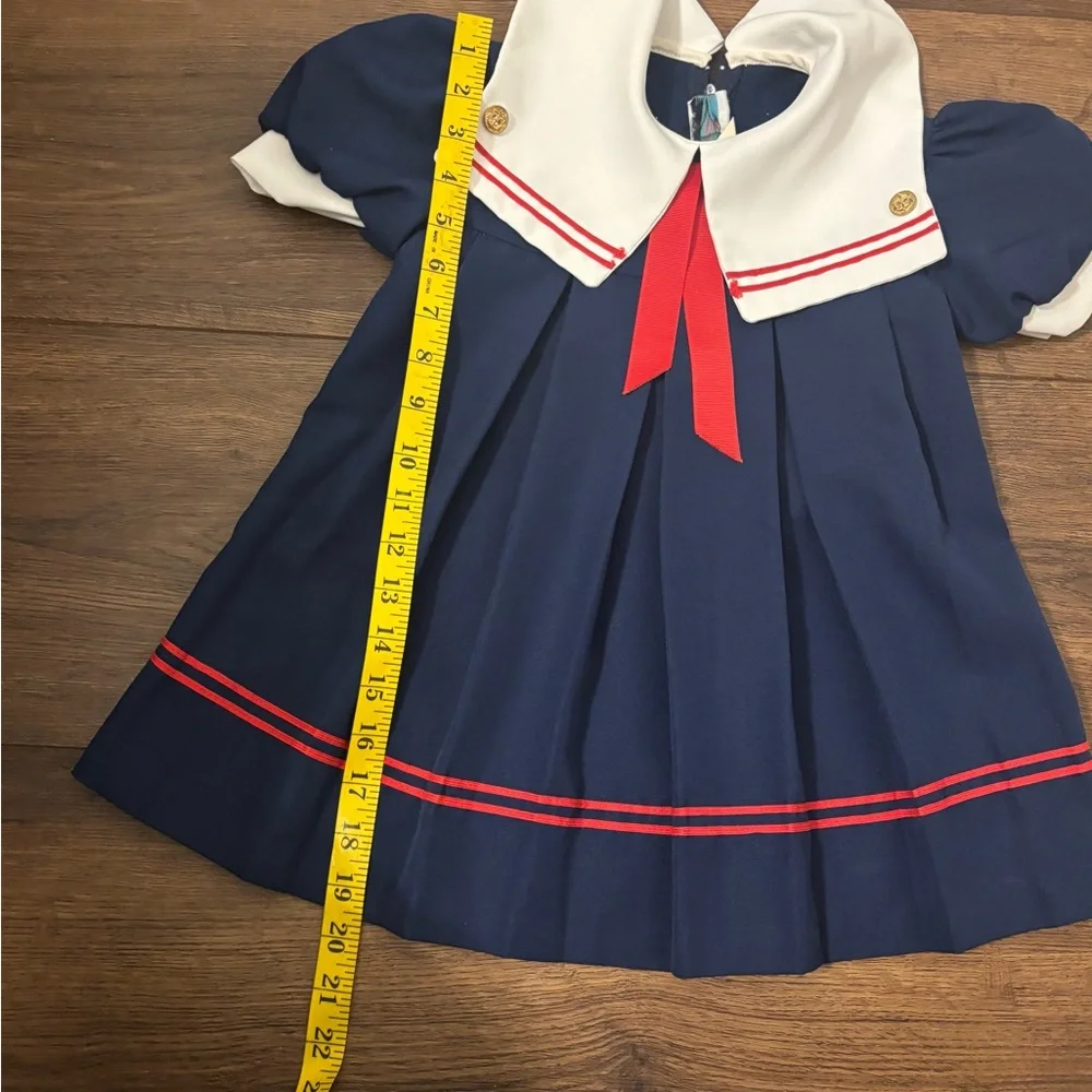 Vintage 90s Nautical Sailor Dress Girls 3T USA Made Wonderland Fashions